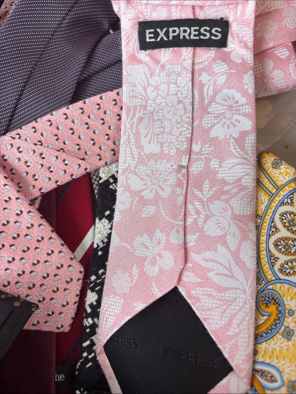 Express Pink and White Floral Silk Tie